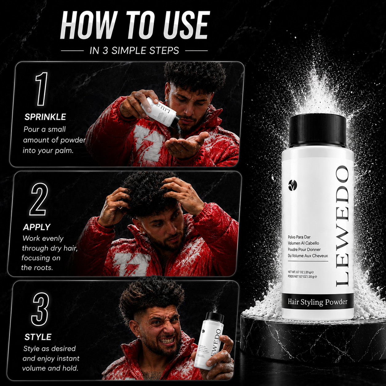 LEWEDO™ Volume Powder 20g – Instant Root Lift, Maximum Volume & Matte Finish